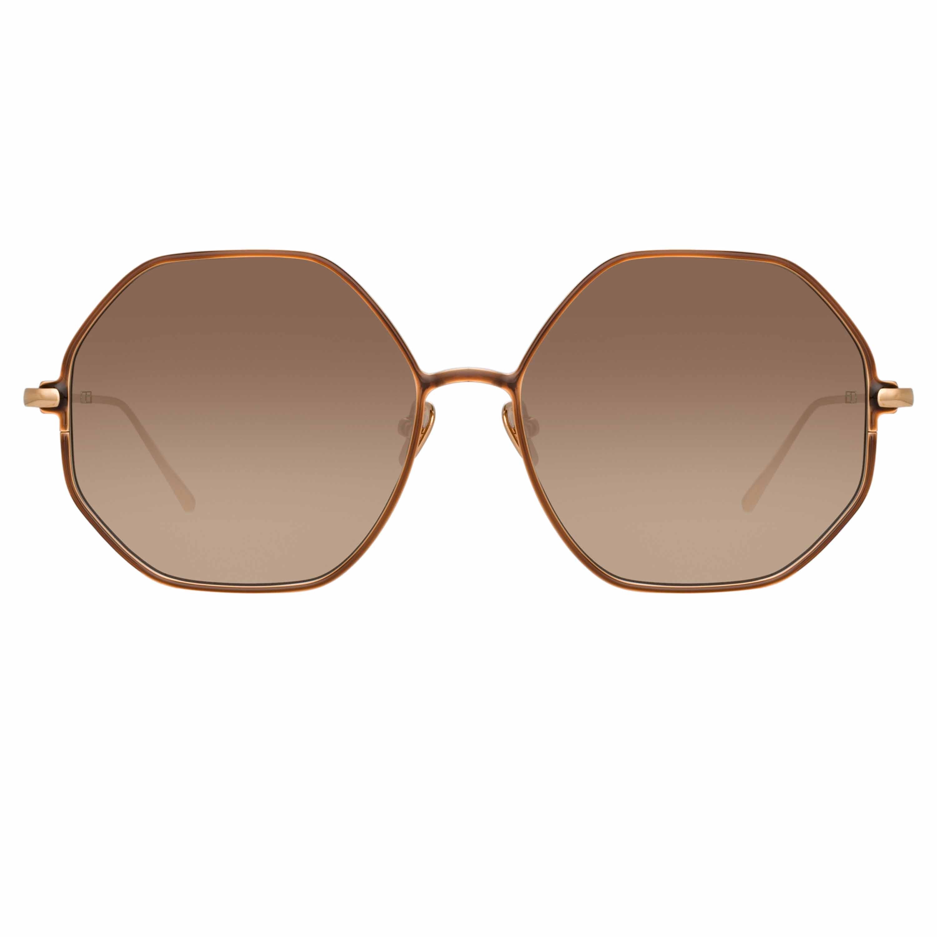 Leif Oversized Sunglasses in Rose Gold and Brown