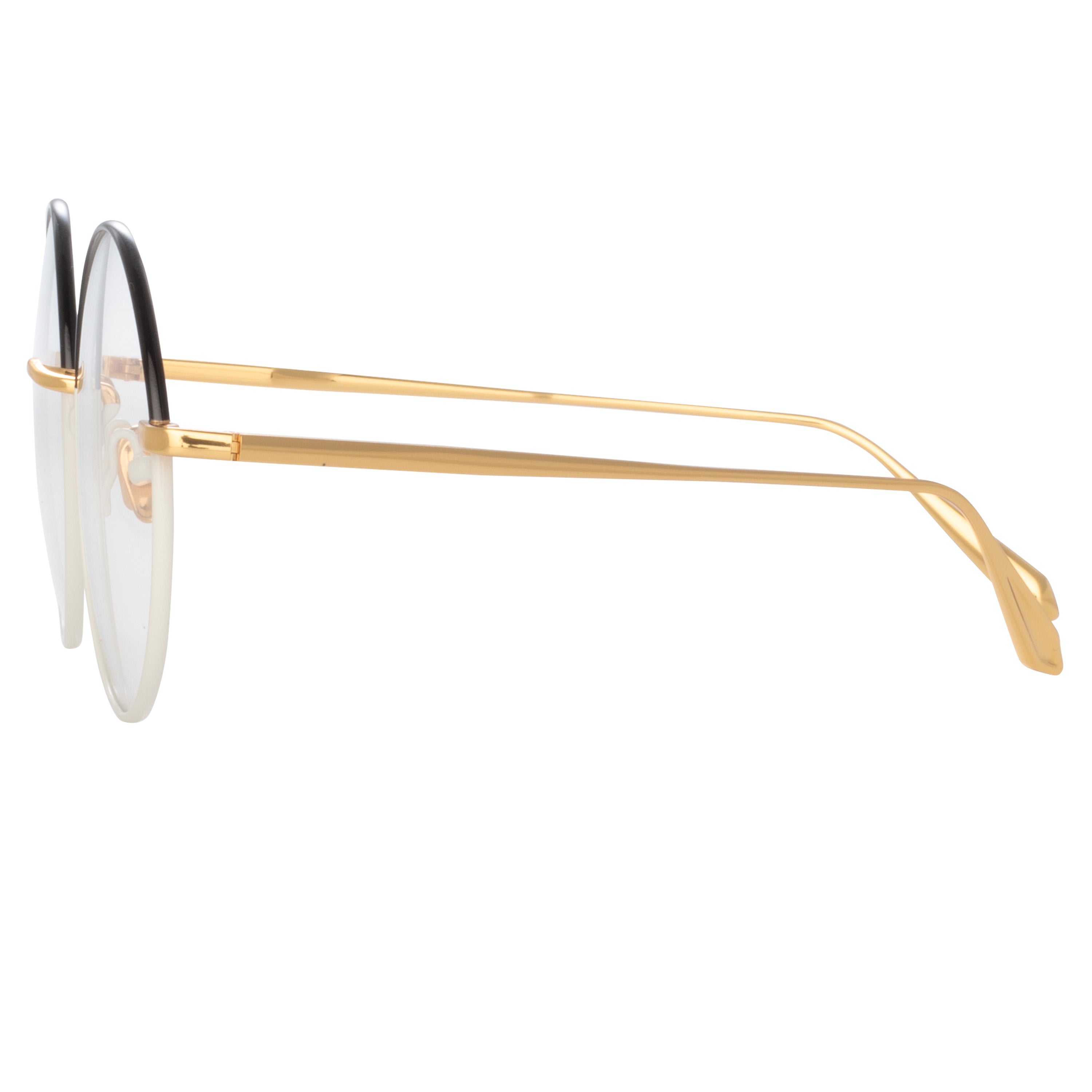 Bea Round Optical Frame in Black and Yellow Gold