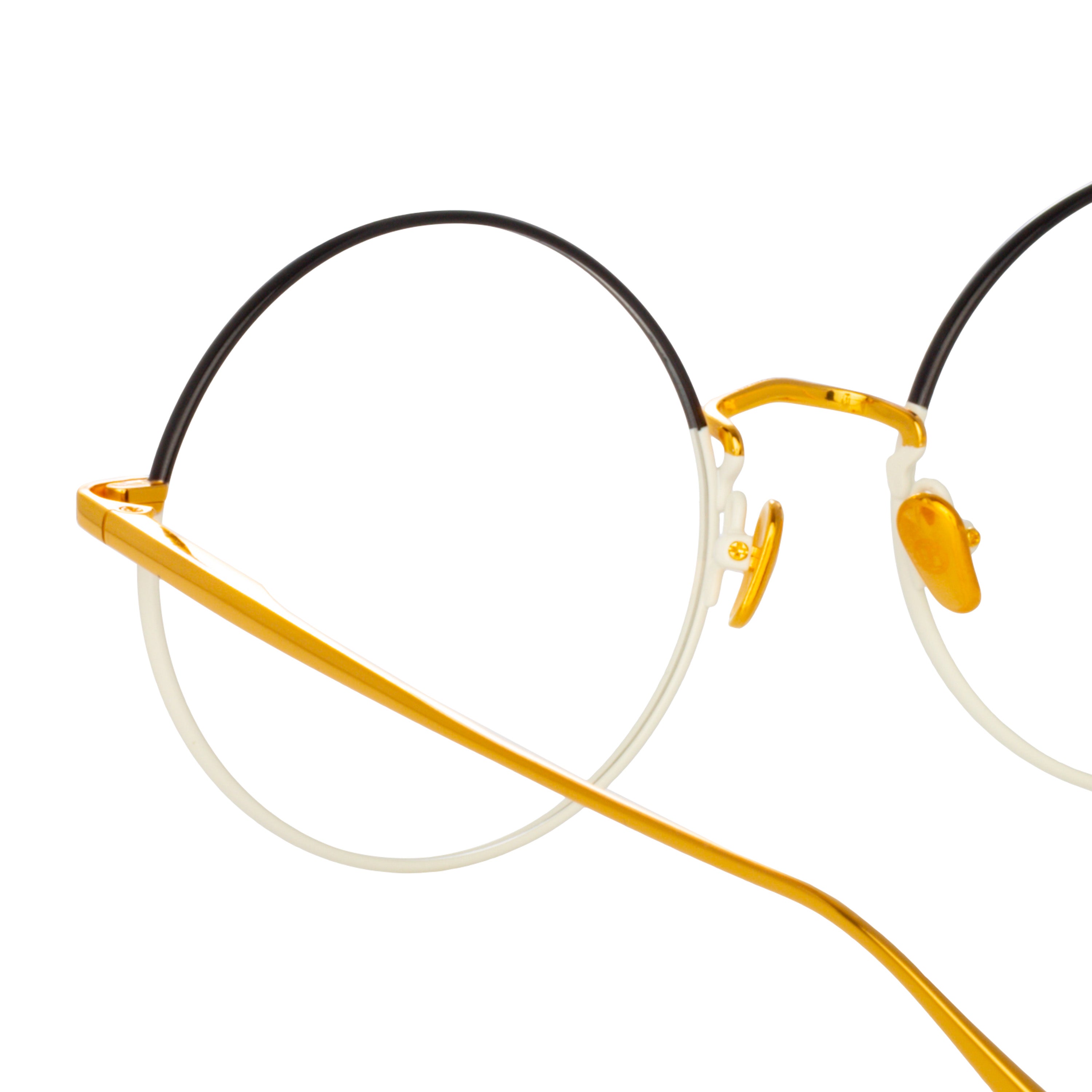 Bea Round Optical Frame in Black and Yellow Gold