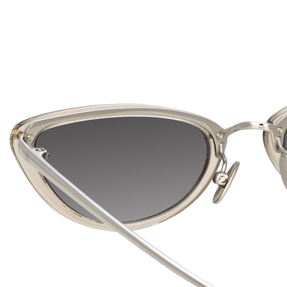 Cortina Cat Eye Sunglasses in White Gold and Platinum