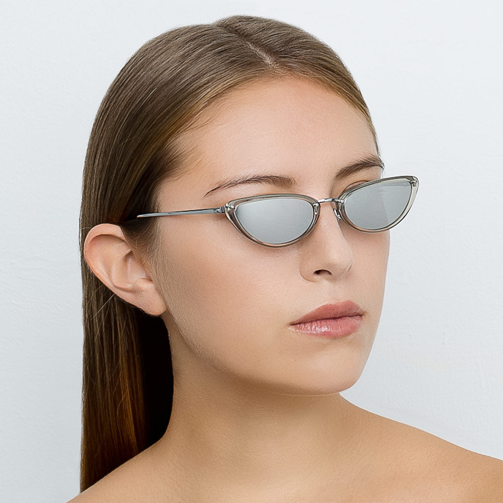 Cortina Cat Eye Sunglasses in White Gold and Platinum