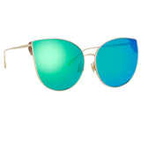 Flyer Sunglasses in Light Gold and Blue