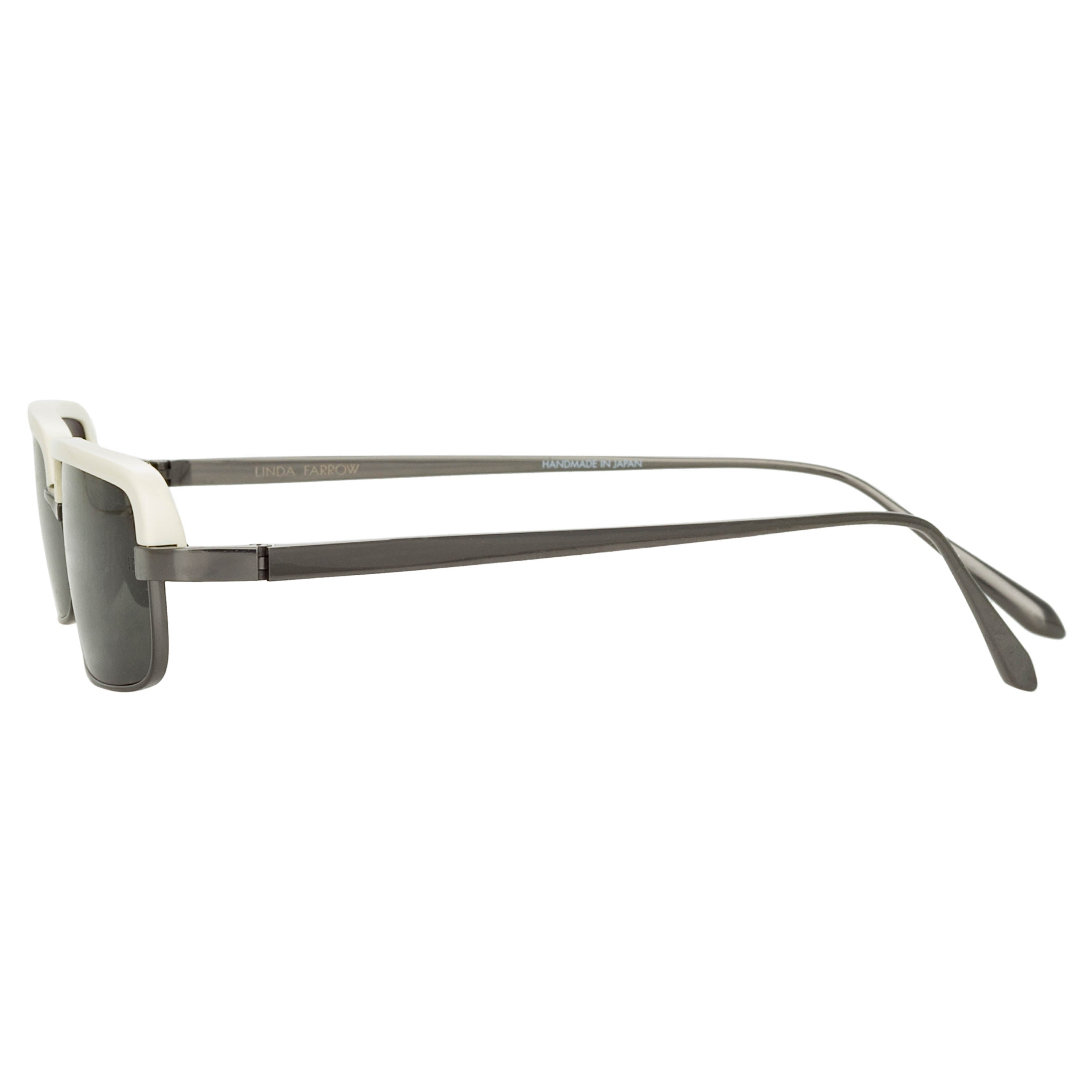 Leona Rectangular Sunglasses in White and Nickel