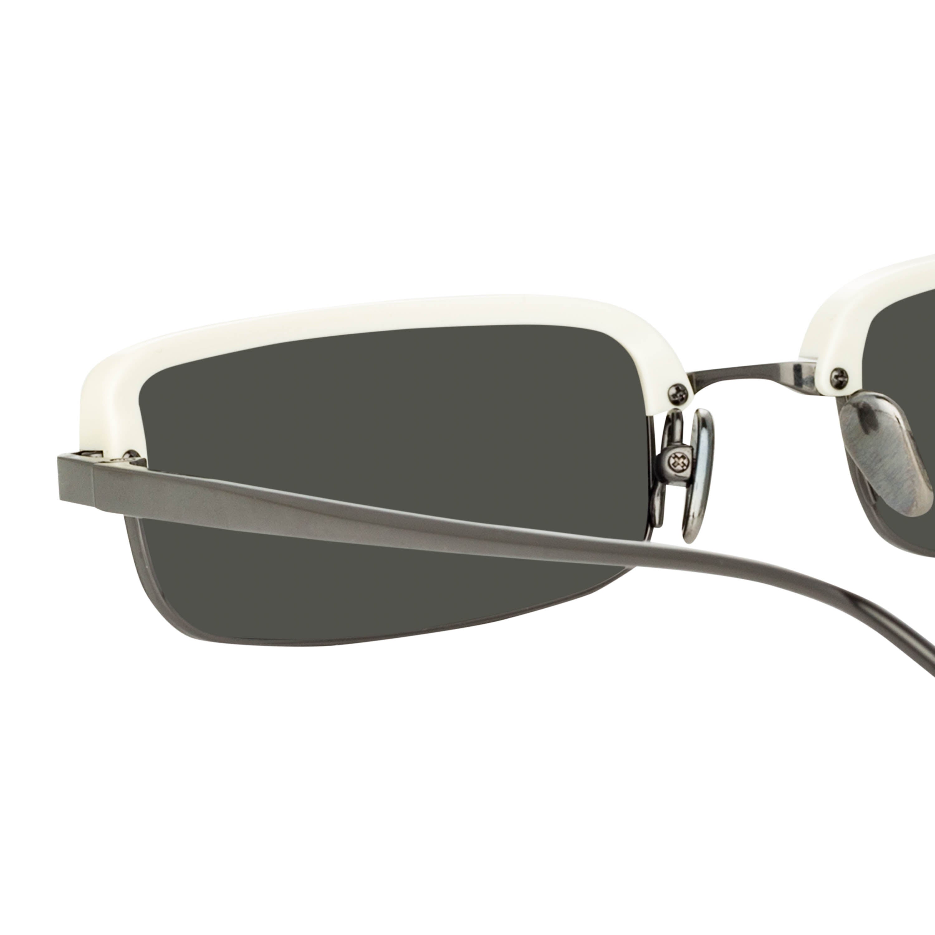 Leona Rectangular Sunglasses in White and Nickel