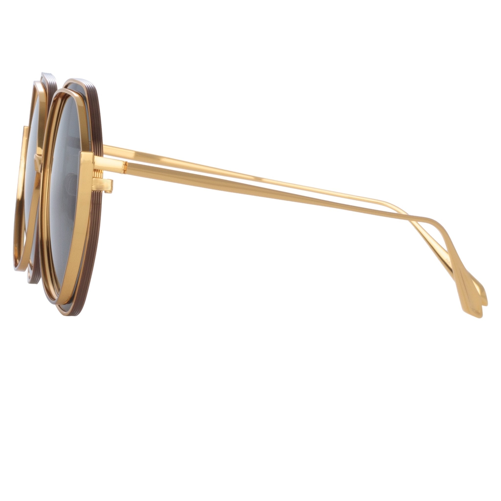 Aspen Sunglasses in 22K Gold and Grey - LINDA FARROW - Sunglasses - 