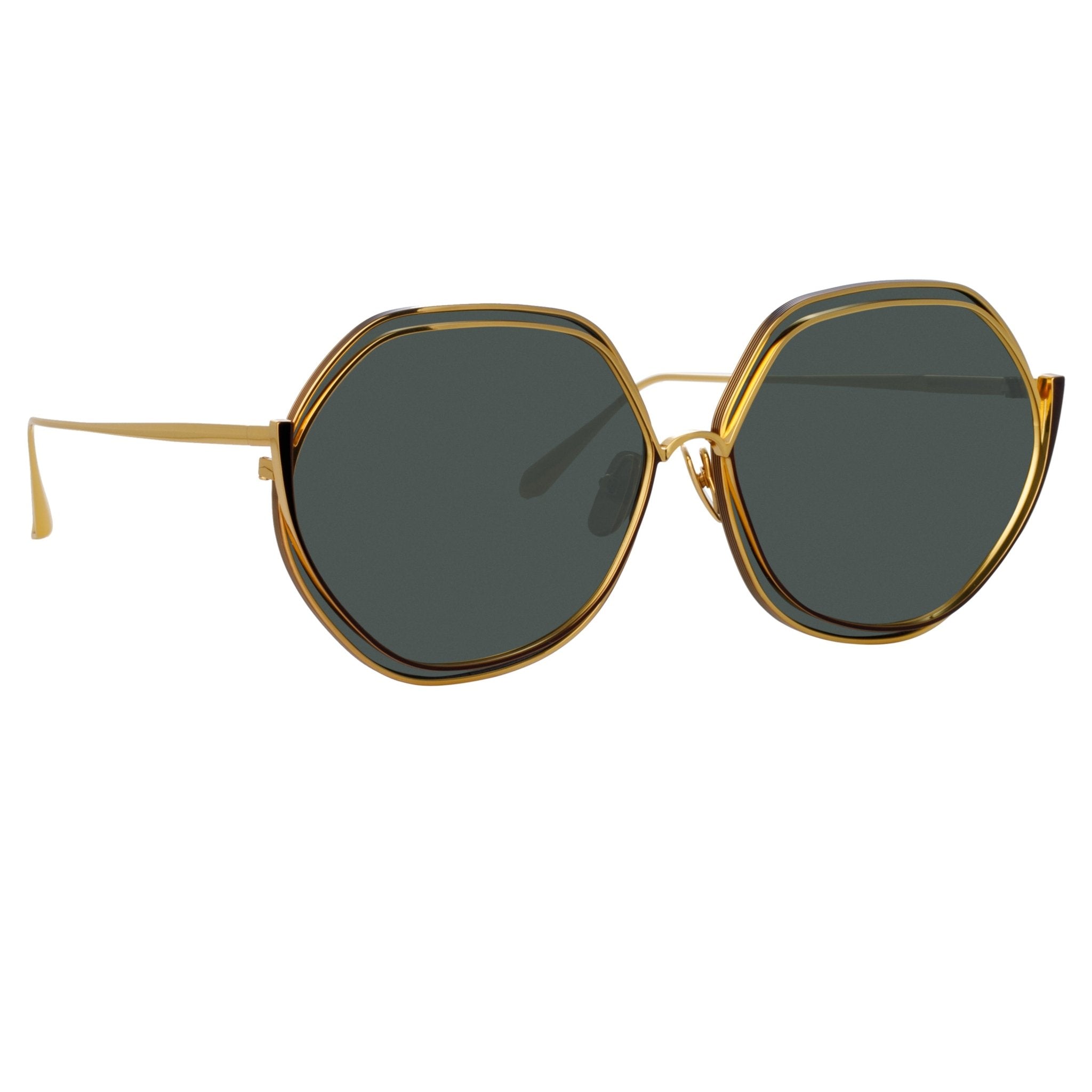 Aspen Sunglasses in 22K Gold and Grey - LINDA FARROW - Sunglasses - 