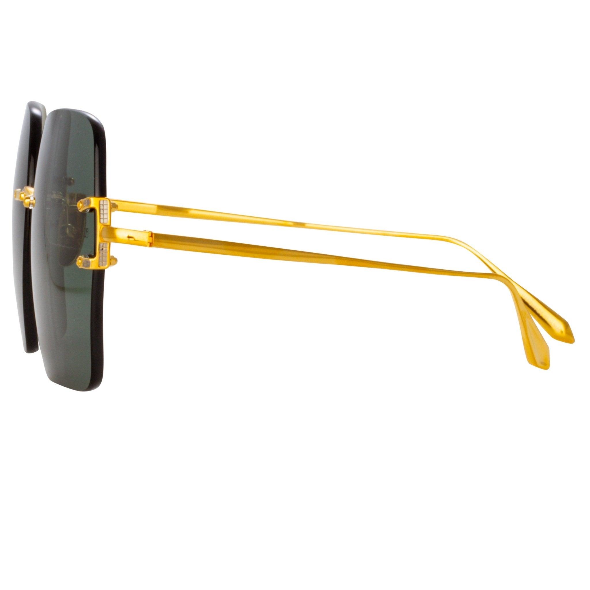 Carina Sunglasses in 22K Gold and Green - LINDA FARROW - Sunglasses - 