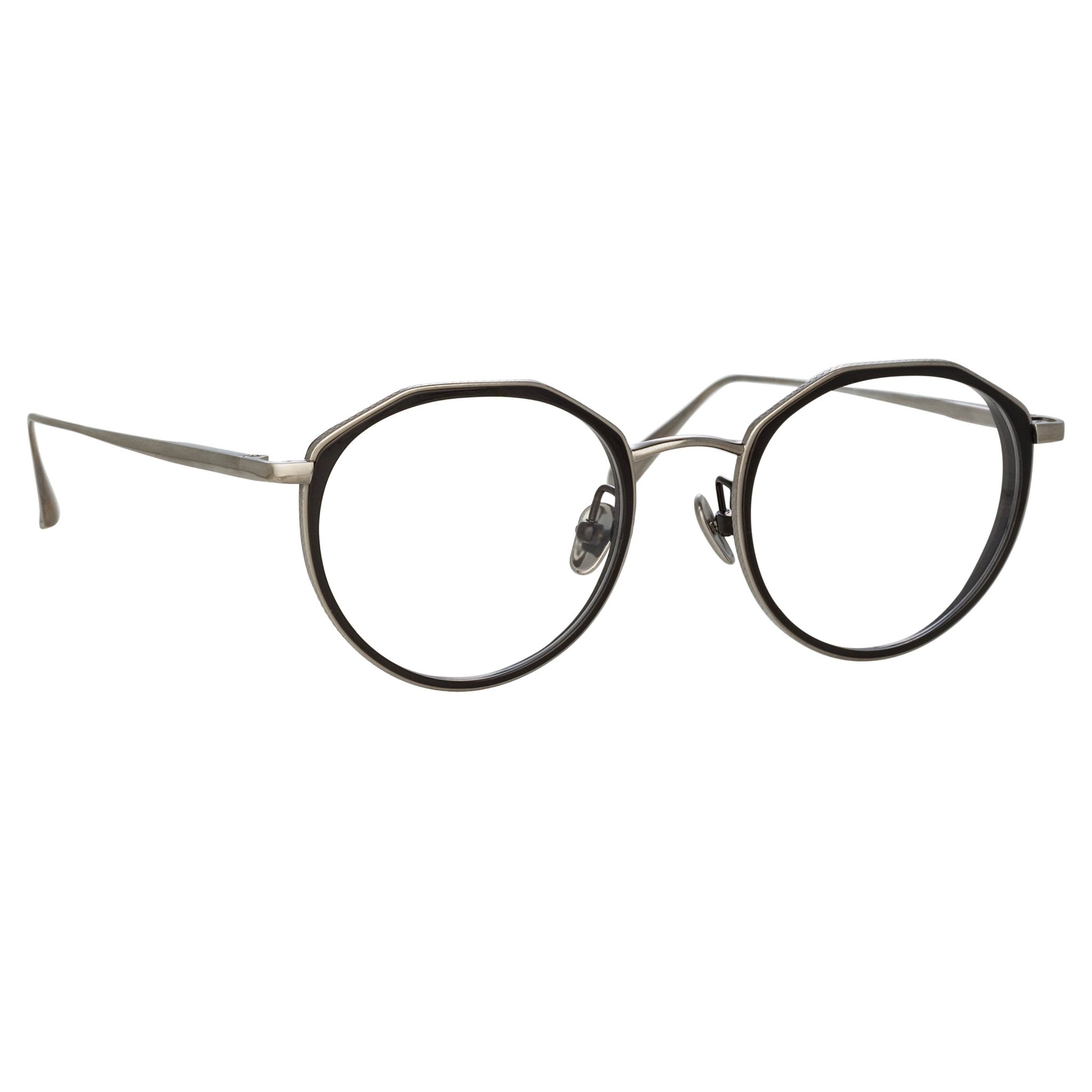 Cesar Optical Frame in 22K White Gold and Black - LINDA FARROW - Optical Frame - 