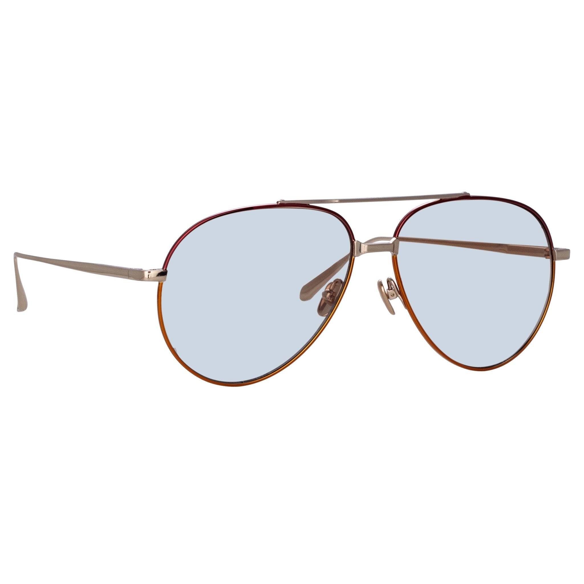 Marcelo Sunglasses in 22K Gold and Blue - LINDA FARROW - Sunglasses - 
