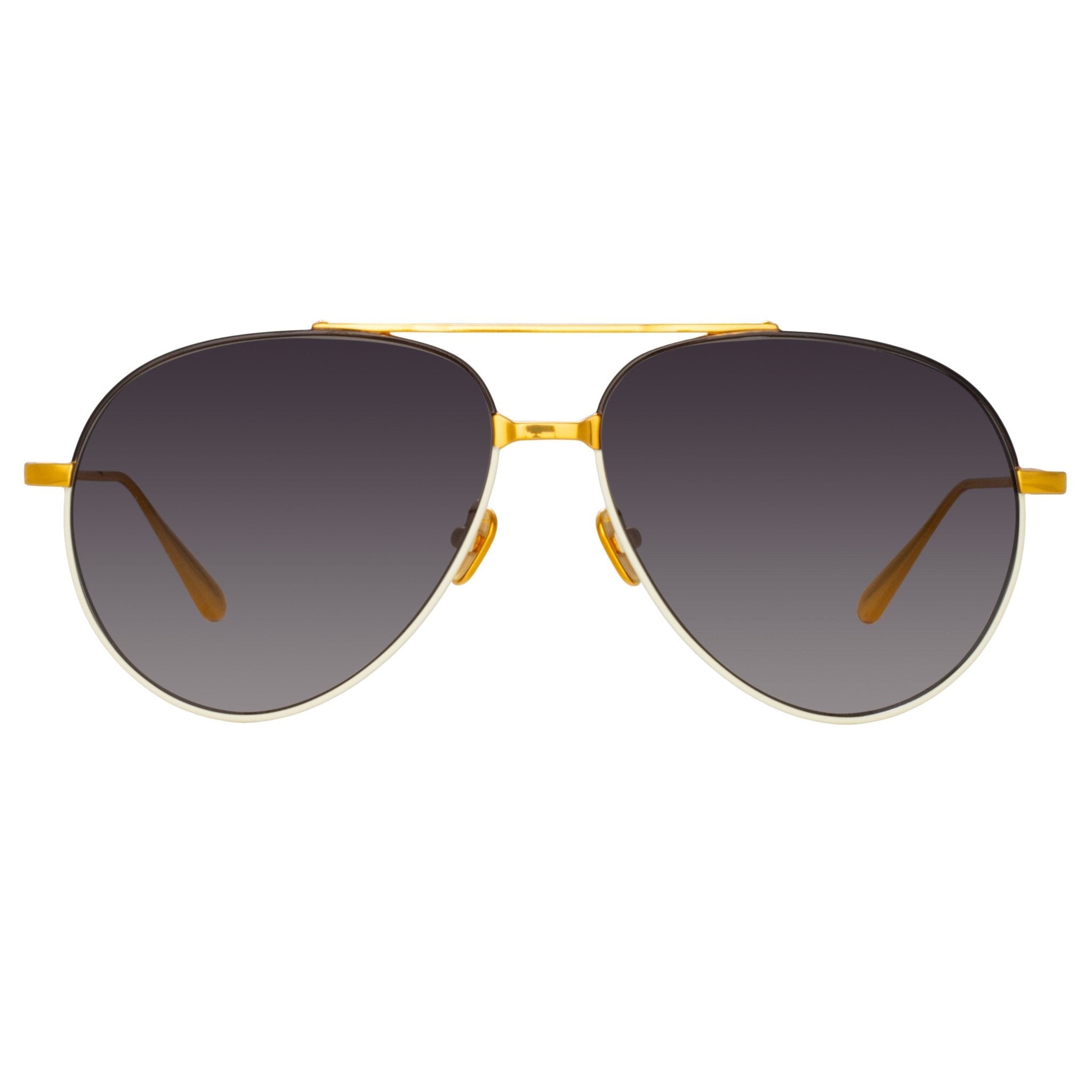 Marcelo Sunglasses in 22K Gold and Grey Gradient - LINDA FARROW - Sunglasses - 