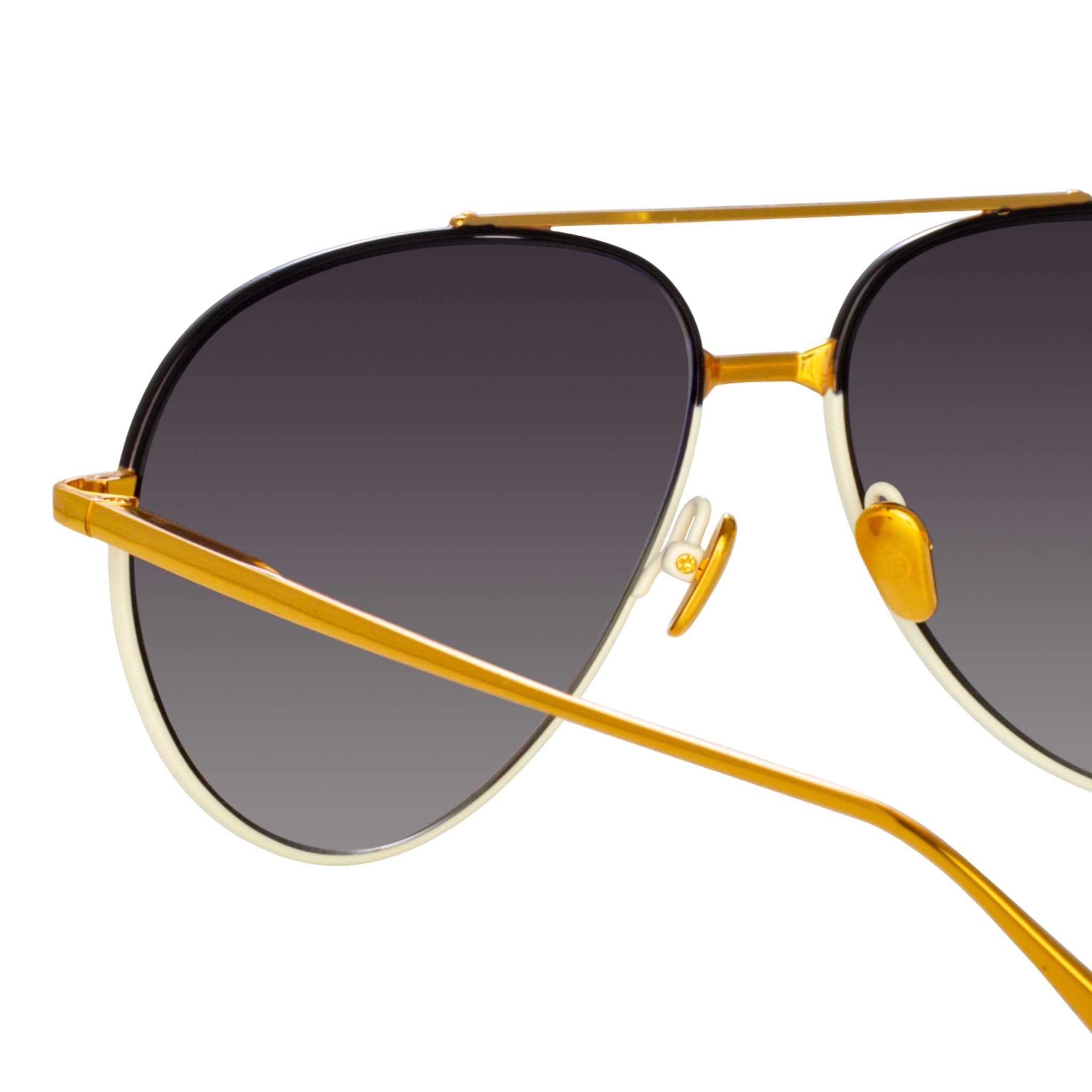 Marcelo Sunglasses in 22K Gold and Grey Gradient - LINDA FARROW - Sunglasses - 