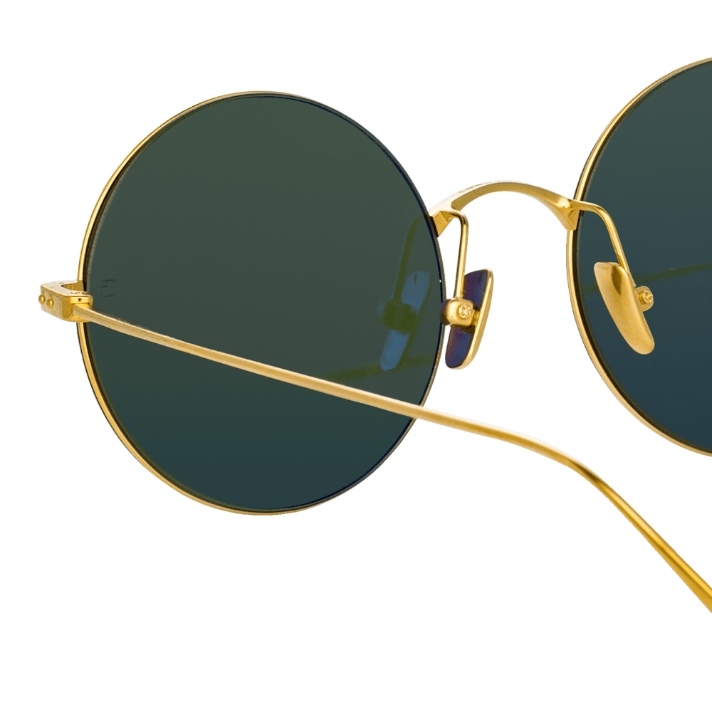 Zaha Round Sunglasses in Yellow Gold - LINDA FARROW - Sunglasses - 